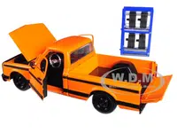 1972 Chevrolet Cheyenne Pickup Truck Orange with Black Stripes and Extra Wheels "Just Trucks" Series 1/24 Diecast Model Car by Jada