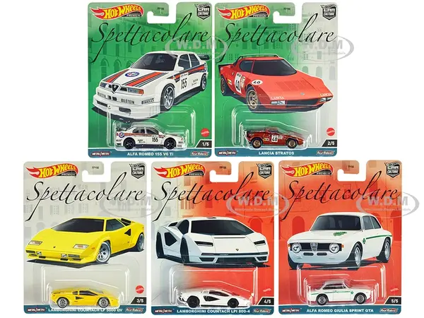 "Spettacolare" 5 piece Set "Car Culture" Series Diecast Model Cars by Hot Wheels