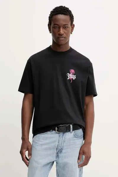 Bavlněné tričko Vans pánské, černá barva, s potiskem, VN000PCHBLK1