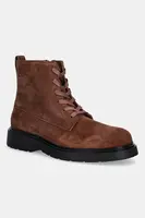 Semišové boty Calvin Klein COMBAT ESS LACE UP ZIP BOOT SU pánské, hnědá barva, YM0YM01371