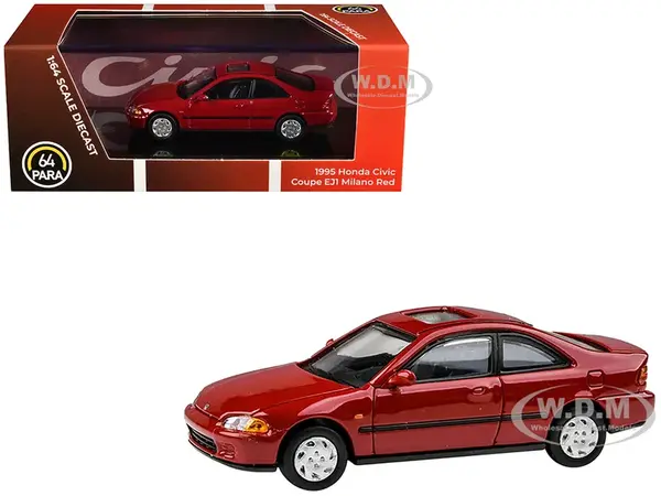 1995 Honda Civic Coupe EJ1 Milano Red 1/64 Diecast Model Car by Paragon Models