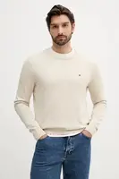 Bavlněný svetr Tommy Hilfiger pánský, béžová barva, MW0MW39999