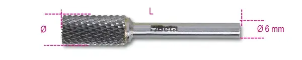 Beta tools Pilník rotační z karbidu, 426md/cp16, válcový 16 x 25 x 69 mm, stopka 6mm