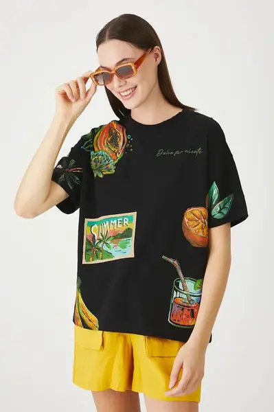 Bavlněné tričko Medicine dámské, černá barva