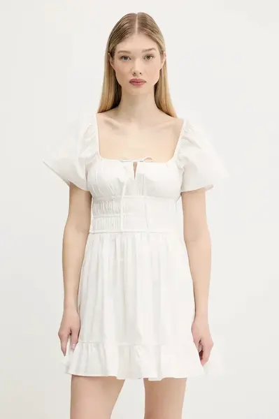 Bavlněné šaty Tommy Jeans bílá barva, mini, DW0DW20882