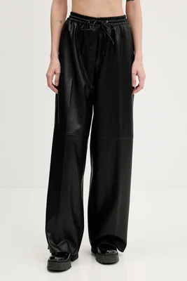 Kalhoty HUGO dámské, černá barva, high waist, 50542323