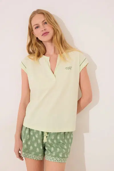 Bavlněné pyžamo women'secret dámské, zelená barva, bavlněné, 3599219