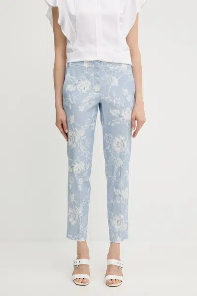 Kalhoty Marella INCOM dámské, modrá barva, medium waist, 2513131182200