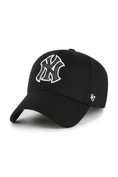 Bavlněná baseballová čepice 47 brand MLB New York Yankees černá barva, s aplikací, B-FIJMP17CTP-BK