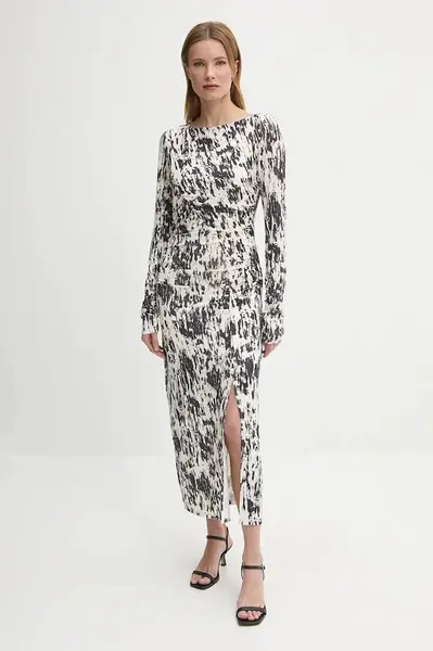 Šaty Sisley béžová barva, maxi, přiléhavé, 4QFRLV070