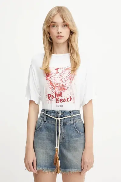 Tričko Liu Jo dámské, bílá barva, VA5155.JS360