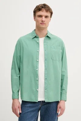 Bavlněná košile Pepe Jeans pánská, zelená barva, relaxed, s klasickým límcem, PM309075