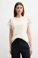 Bavlněné tričko Twinset béžová barva, 251TP2290