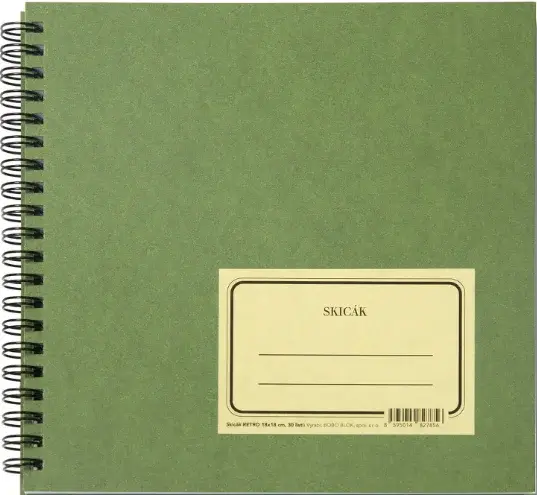 BOBO Skicák ZELENÁČ, 18x18cm, čistý, 30 listů