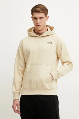 Mikina The North Face Raglan Redbox pánská, béžová barva, s kapucí, s potiskem, NF0A89F9B2O1