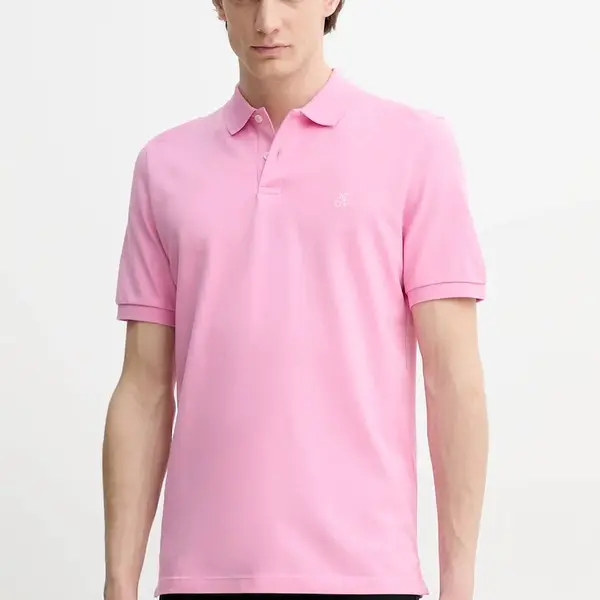 Bavlněné polo tričko Marc O'Polo růžová barva, 523223053092