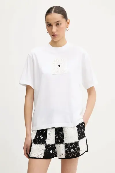 Bavlněné tričko Karl Lagerfeld Jeans dámské, bílá barva, A2W17096