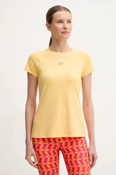 Běžecké tričko New Balance Jacquard žlutá barva, WT51223CEE