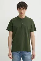 Bavlněné tričko Levi's SS HM HENLEY zelená barva, A8602