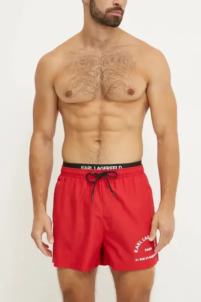 Plavkové šortky Karl Lagerfeld červená farba, A1M46054