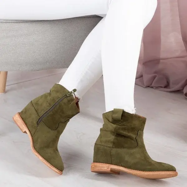 Resti Green cowboy boots on a covered Astrit wedge - Footwear