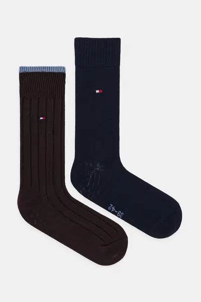 Ponožky Tommy Hilfiger 2-pack hnědá barva, 371112
