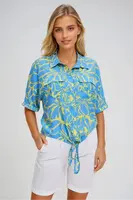 Marisse Patterned Shirt With Ties, Yellow