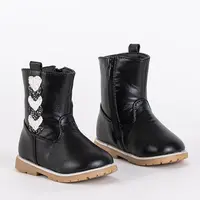 Resti Black girls boots with a decorative upper Nokimi - Footwear