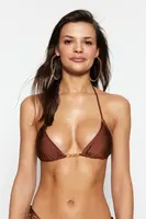 Trendyol Brown Triangle Chain Příslušenství Bikiny Top