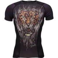 Venum TIGER SHORT SLEEVE RASHGUARD Pánské triko, černá, velikost