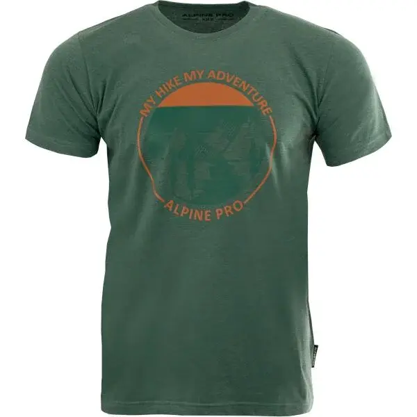 ALPINE PRO BREGAR Pánské triko, tmavě zelená, velikost