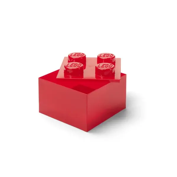 LEGO úložný box 4 s víkem - průhledná červená