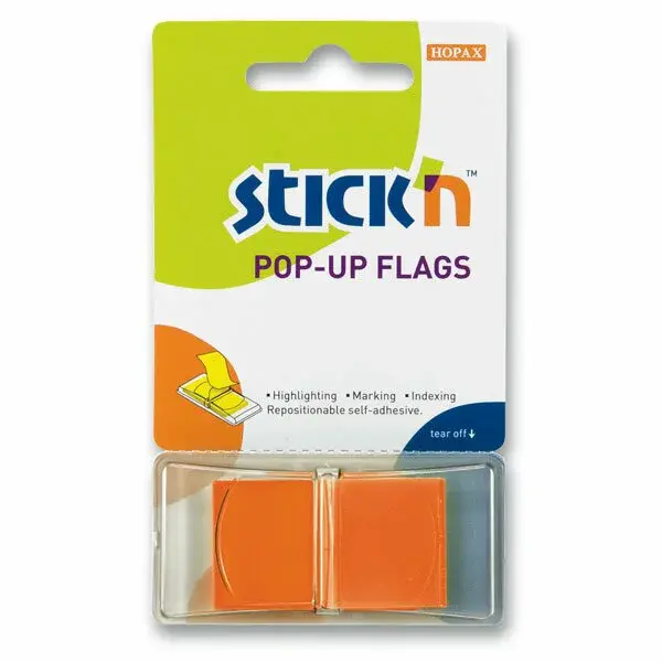 Samolepicí proužky Hopax Stick’n Pop-Up Flags 43 x 25 mm, 50 ks - oranžové