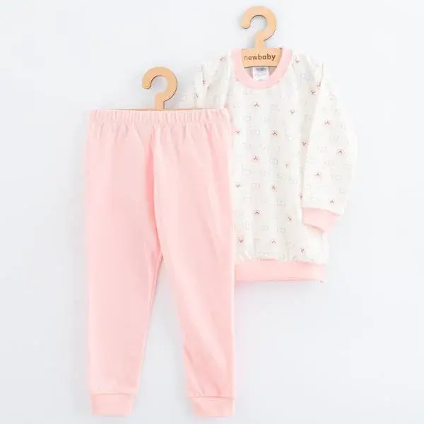 Dětské bavlněné pyžamo New Baby růžová medvěd 128/134
