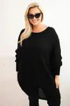 Kesi Włoski Dámsky sveter Plus Size s moherom pončo čierny