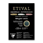 Akvarelový blok Clairefontaine Etival Black Cold Pressed/Rough - A4, 15 listů, 300 g