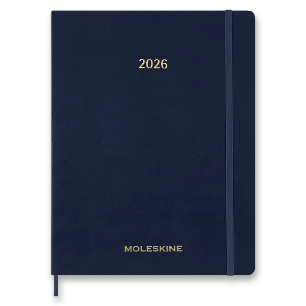 Diář Moleskine Essential 2026 - měkké desky, XXL, týdenní, vertikální, modrý