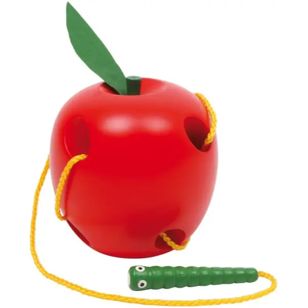 Small foot Threading Game Apple and Worm aktivity hračka ze dřeva 3 y+ 2 ks