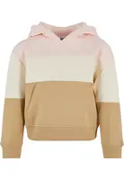 Dívčí oversized 3-Tone Hoody růžová/bílá písková/unionbéžová