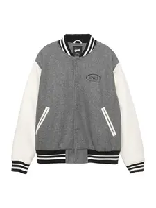 Pull&Bear Prechodná bunda 'STWD'  kamenná / čierna / biela