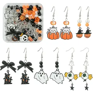 Halloween Theme DIY Alloy Enamel & Acrylic Dangle Earrings Making Kits