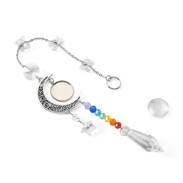 2Pcs Glass Butterfly & Cone Hanging Suncatchers