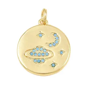 Brass Micro Pave Sky Blue Cubic Zirconia Pendants