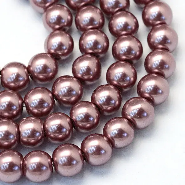 Baking Paint Pearlized Glass Pearl Round Bead Strands