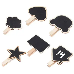 24 Pcs 6 Styles Wooden Blackboard Clip