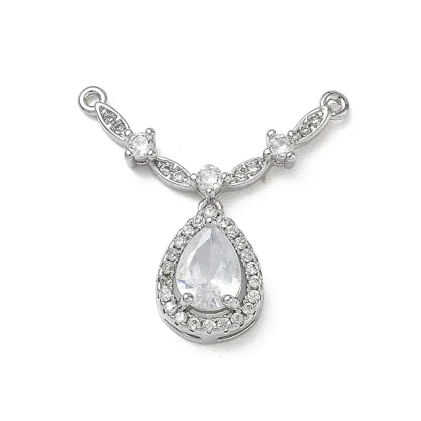 Brass Micro Pave Clear Cubic Zirconia Pendants