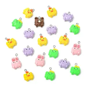 20Pcs Animal Series Opaque Resin Pendants
