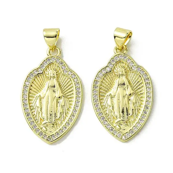 Brass Micro Pave Clear Cubic Zirconia Pendants
