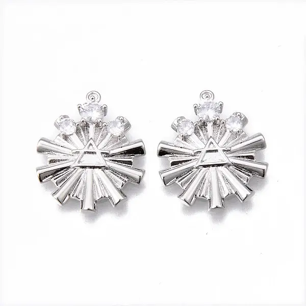 Brass Micro Pave Clear Cubic Zirconia Pendants