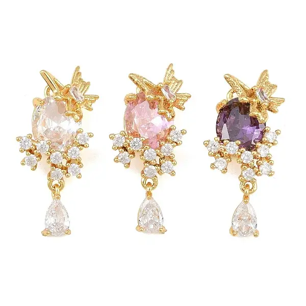 Brass Micro Pave Cubic Zirconia Pendants